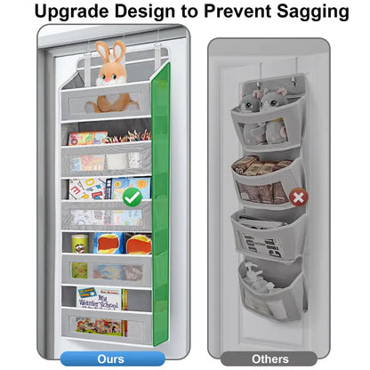Over The Door Organizer Storage 6 Tier Hanging Organizer with 6 Large Pockets Clear Mesh Side Pockets Anti Tilt Design 44 lb