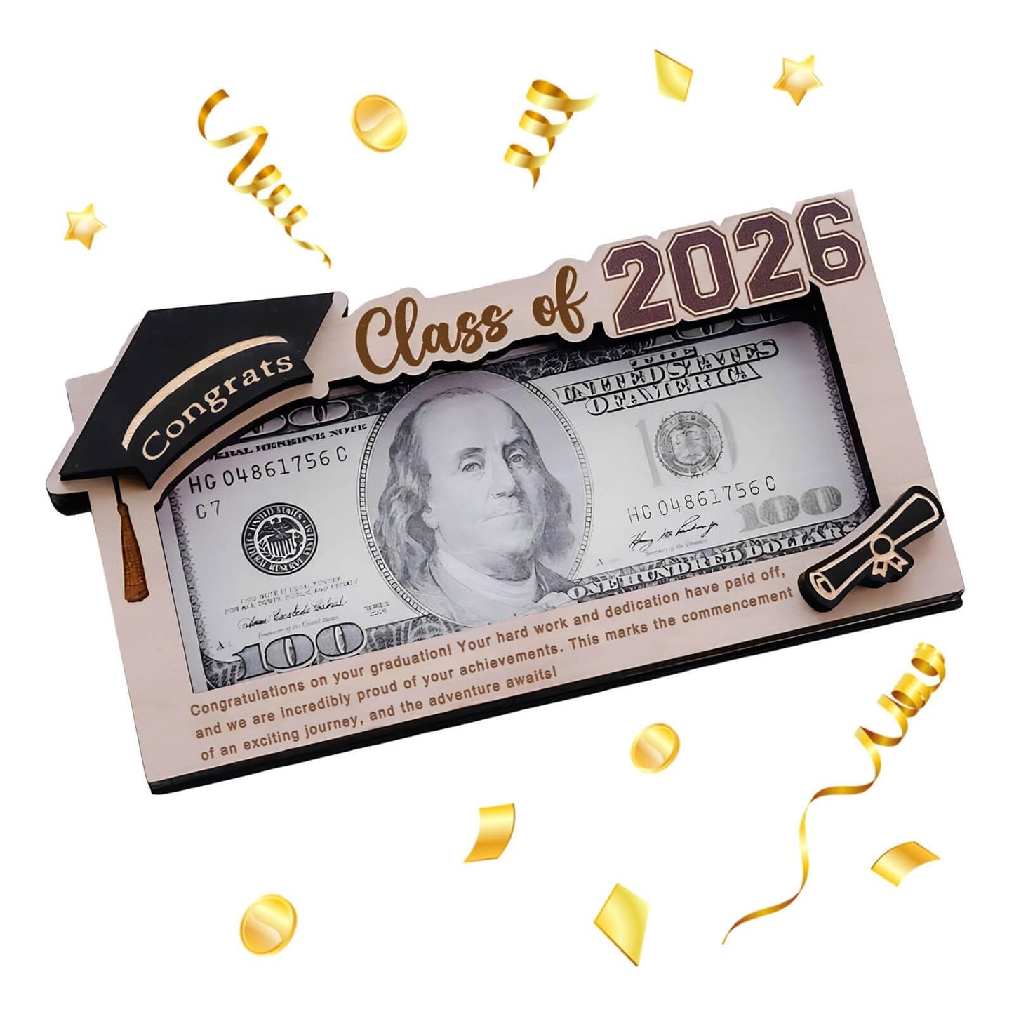 🎓Class of 2026 Graduation Wooden Money Holder for Cash & Gift Cards 🎁