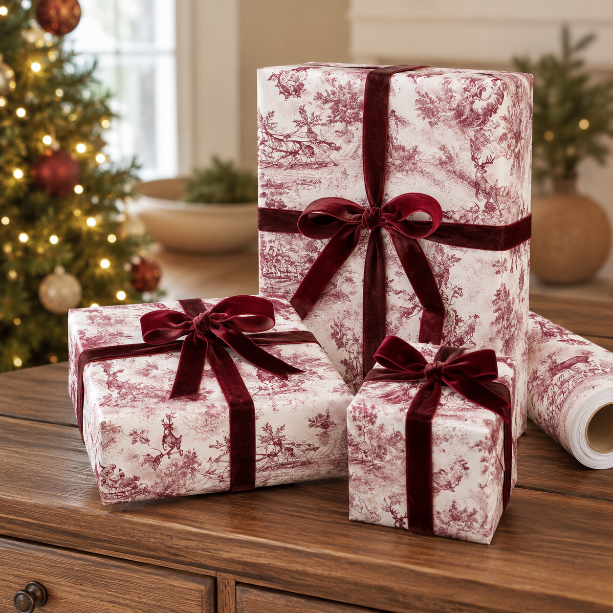 🎄Vintage Christmas gift wrapping Kraft paper, 43cm x 5 m Recyclable Kraft