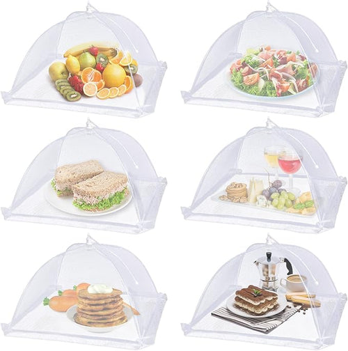 Large Food Cover,17"x17",White Nylon Covers,Pop-Up Umbrella Screen Tents,Patio Net for Outdoor Camping, Picnics, Parties,BBQ,Collapsible and Reusable