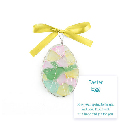 🐣🌊Easter Wire Wrapped Sea Glass Ornaments ✨Shaped by Nature & Crafted by Hand💝