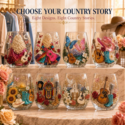 🤠 Queen of Country 1946–2026 3D Glass Collection | 8 Dolly-Inspired Country Designs with Raised Guitars, Butterflies, Boots, Florals & Vintage Music Details 🎸✨