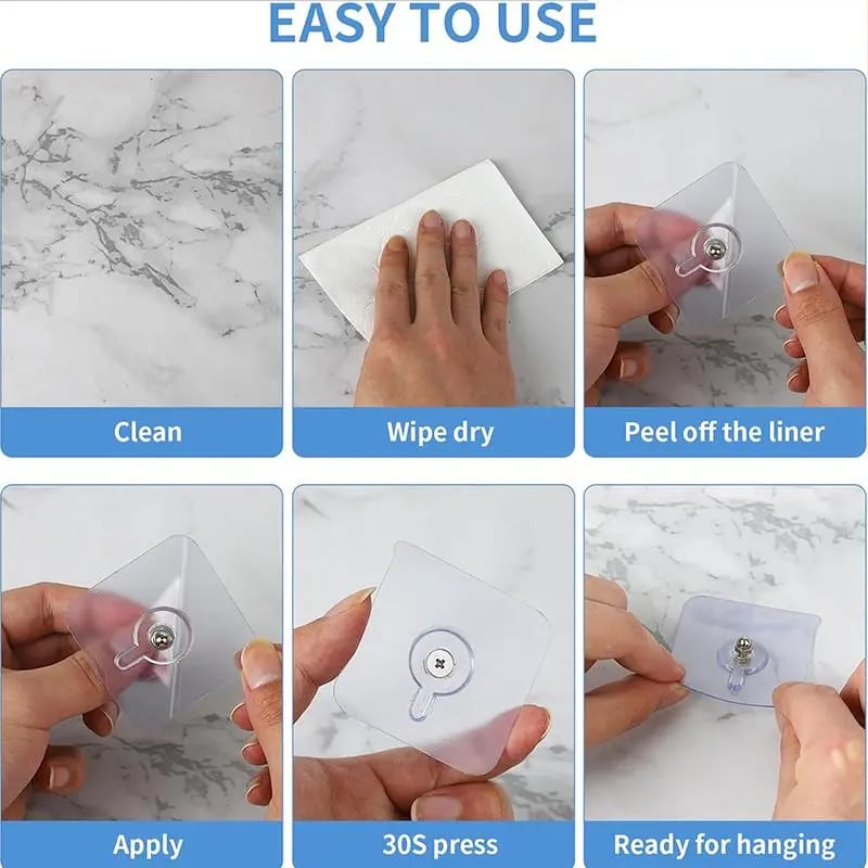 BUY 10 GET 10 FREE 20PCS Wall Mount Self-Adhesive Hooks Suitable for Bathroom and Kitchen Decoration