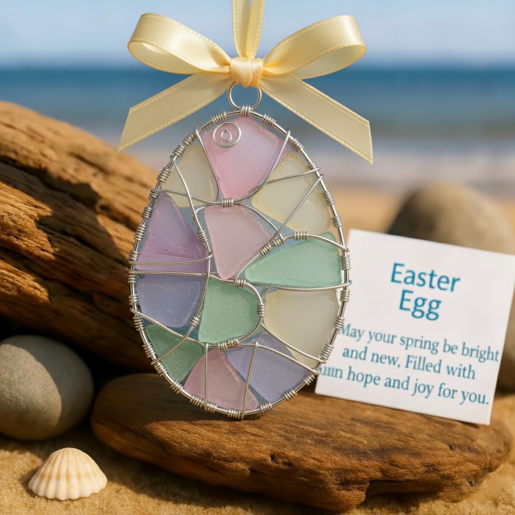 🐣🌊Easter Wire Wrapped Sea Glass Ornaments ✨Shaped by Nature & Crafted by Hand💝