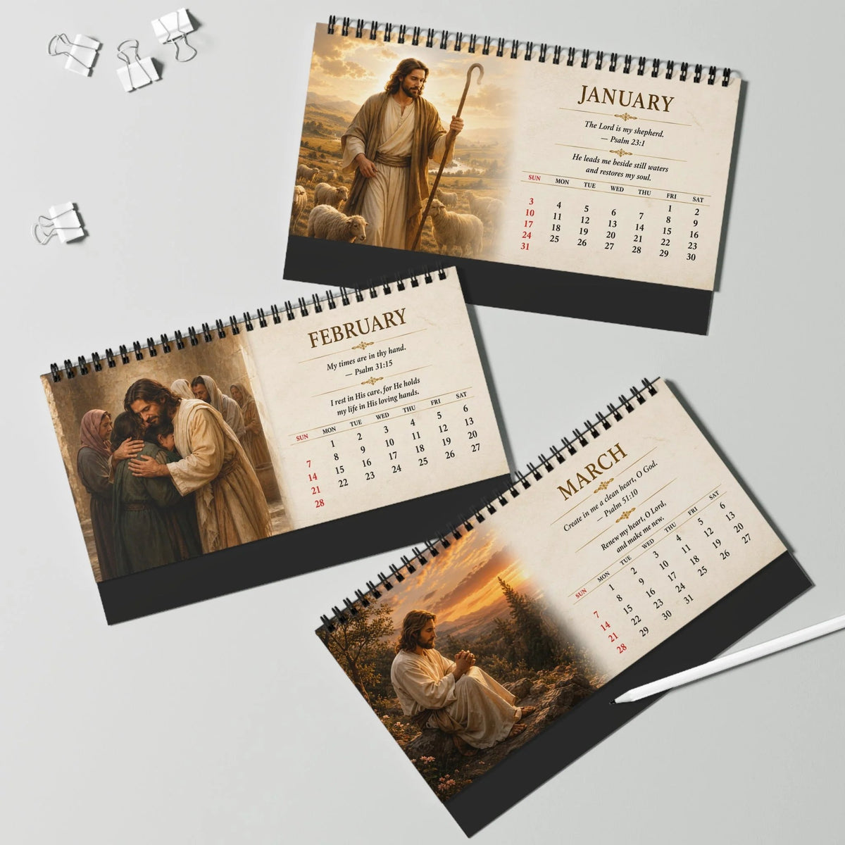 ✝️ 2027 Christian Desk Calendar | Jesus-Inspired Daily Encouragement for Home, Office, Prayer Spaces & Meaningful Christian Gifts 📖✨