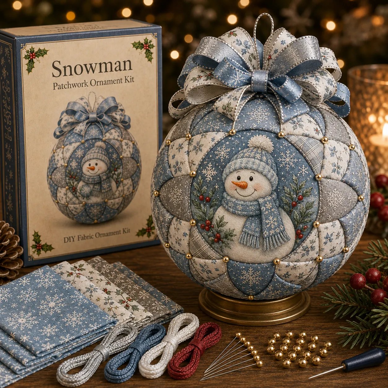 💥 LAST DAY 49% OFF - 🎄 Christmas Classics Patchwork Ornament DIY Kit