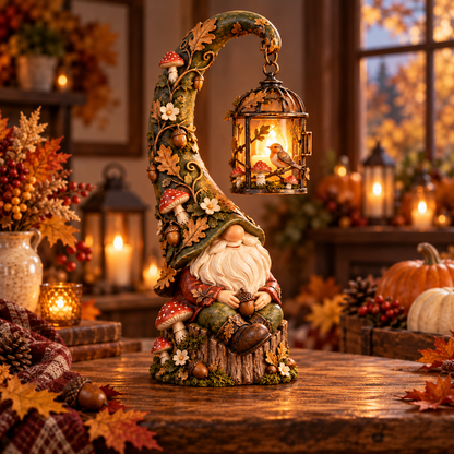✨Last Day 49% OFF✨Enchanted Forest Gnome Lantern – Woodland Bird & Mushroom Lighted Decor