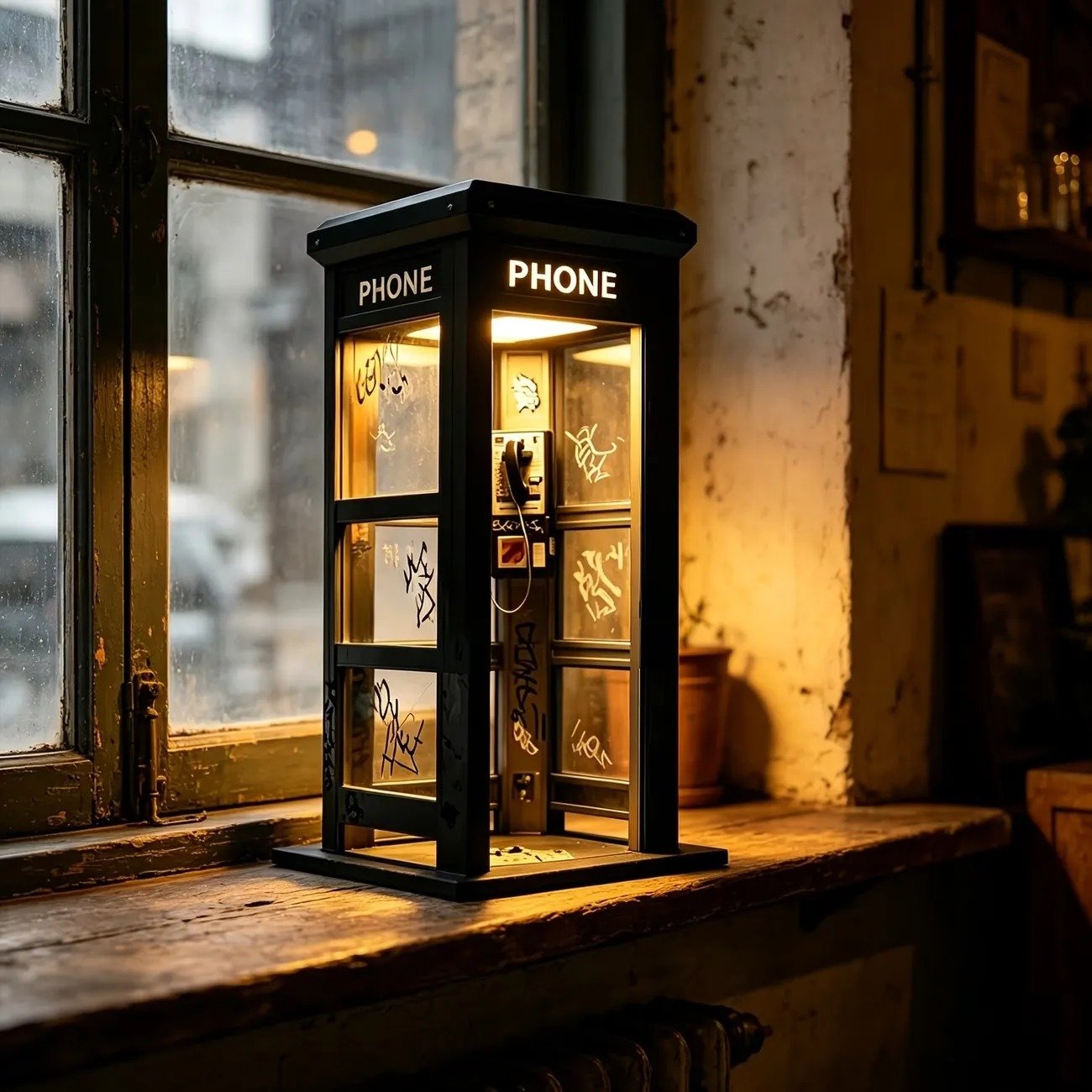 ✨Vintage telephone booth-shaped ambient lamp