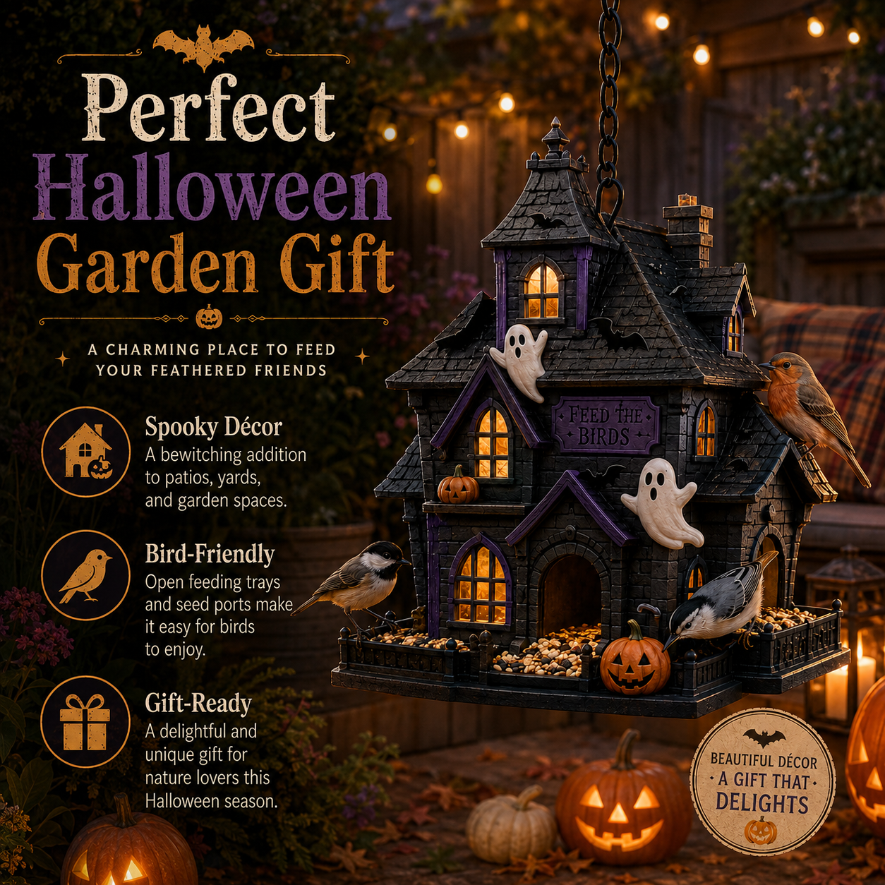 Halloween garden bird feeder gift