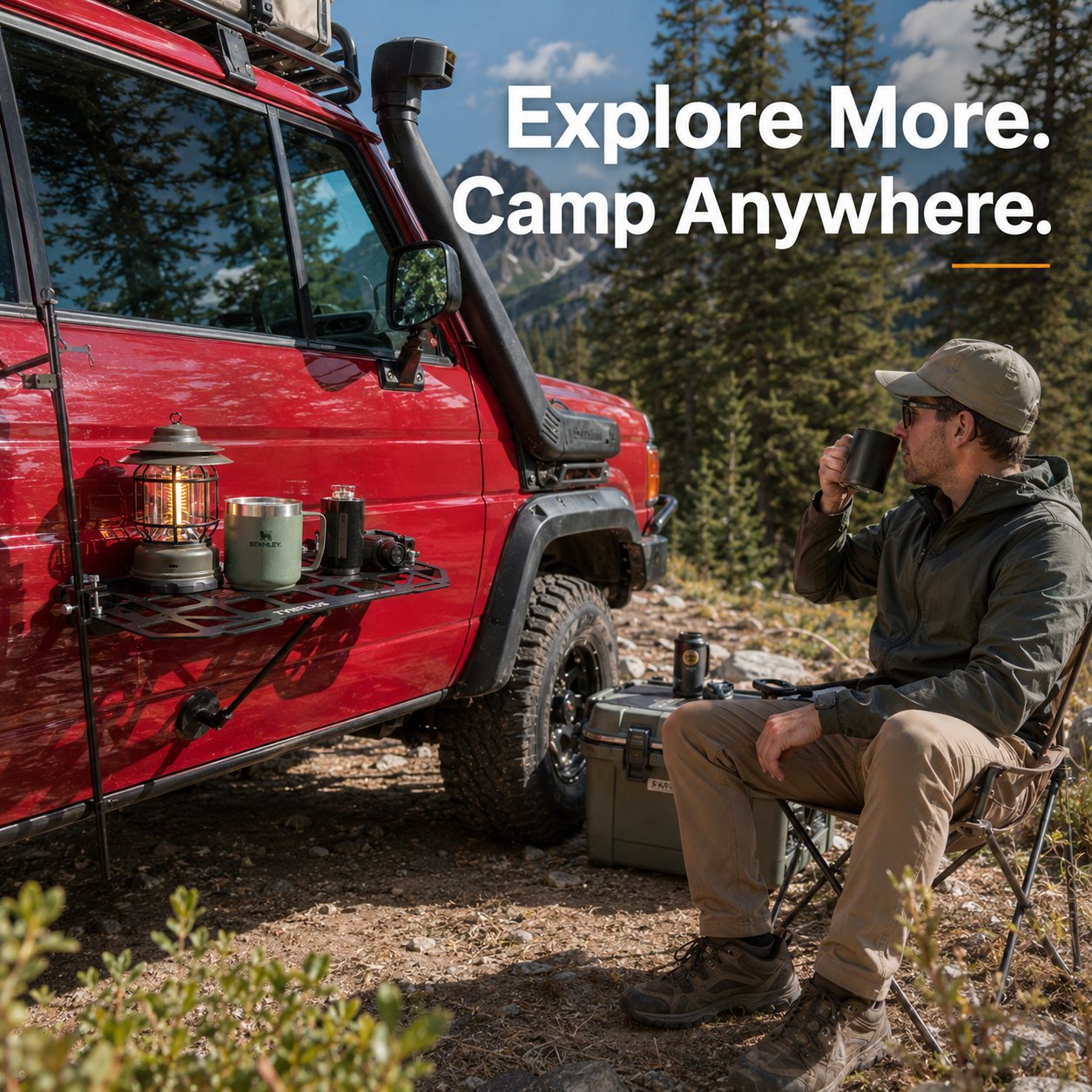 Heavy-Duty Magnetic Vehicle Side Table | Portable Grid Camp Desk