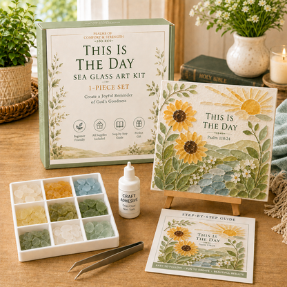 🔥 LAST DAY 49% OFF✝️ Psalms of Comfort & Strength Sea Glass Art Kit