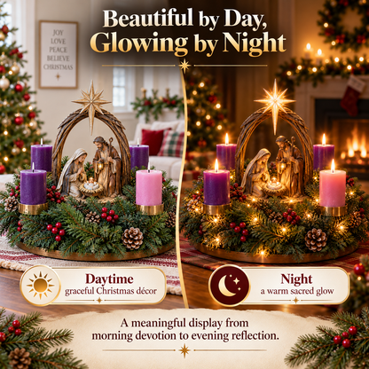🔥 👼Lighted Nativity Advent Wreath – A Sacred 4-Week Christmas Tradition🕯️