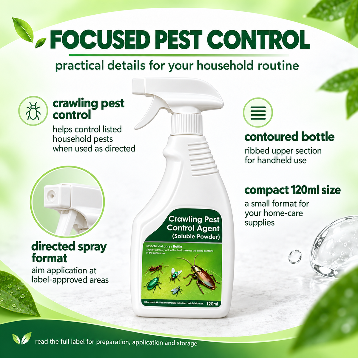 Focused household crawling pest control