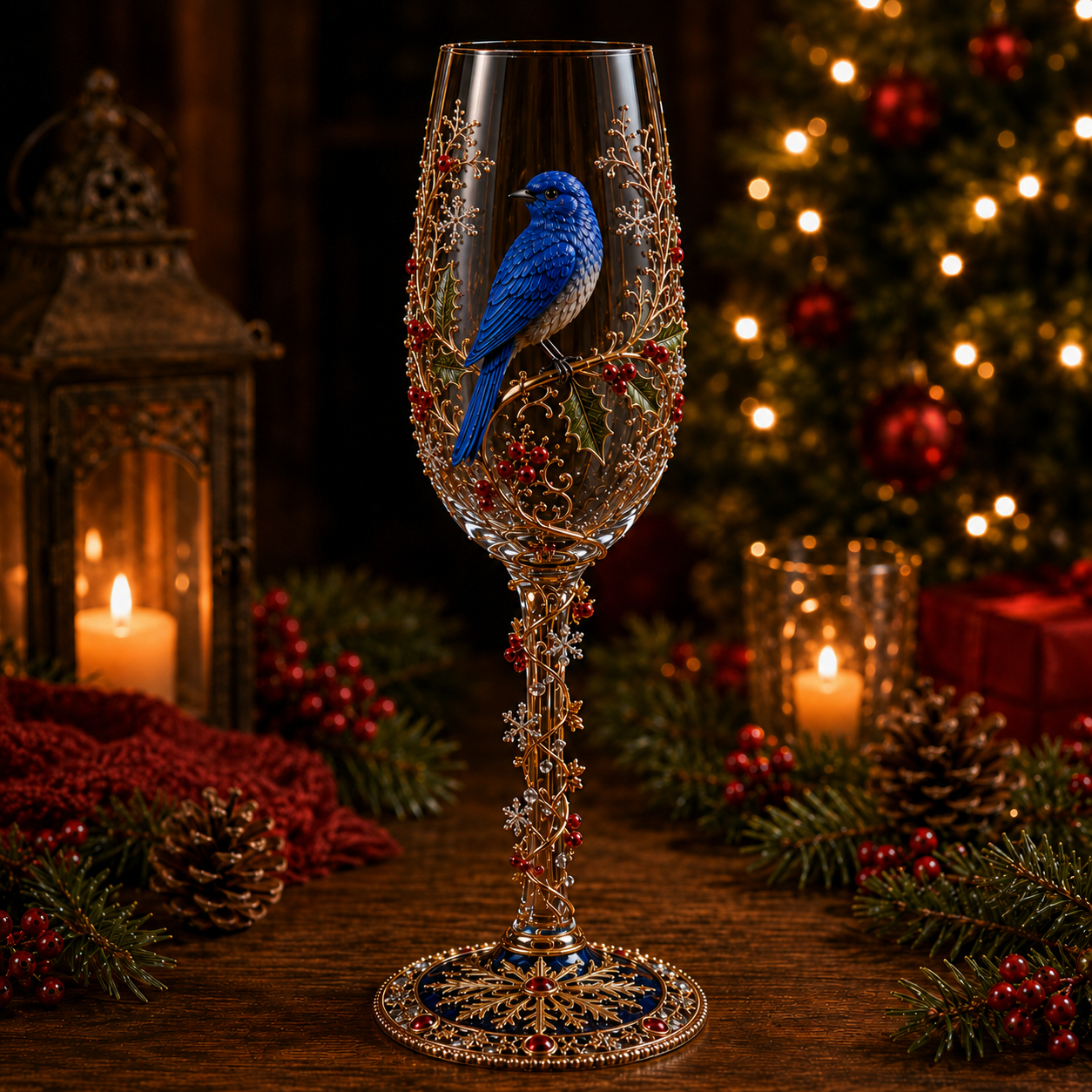 🎁 Christmas Bird 3D Collector Champagne Glass Set🐦✨