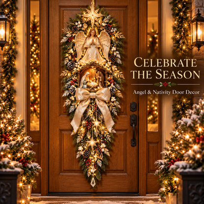 ✨ Last Day 49% OFF✝️✨Angel & Nativity Scene Wreath Christmas Wall Hanging