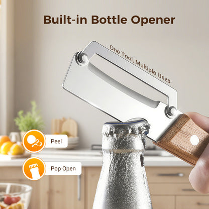 ✨Stainless Peeler, High-Grade Durability,Clean, Precision Peeling + Bottle Opener