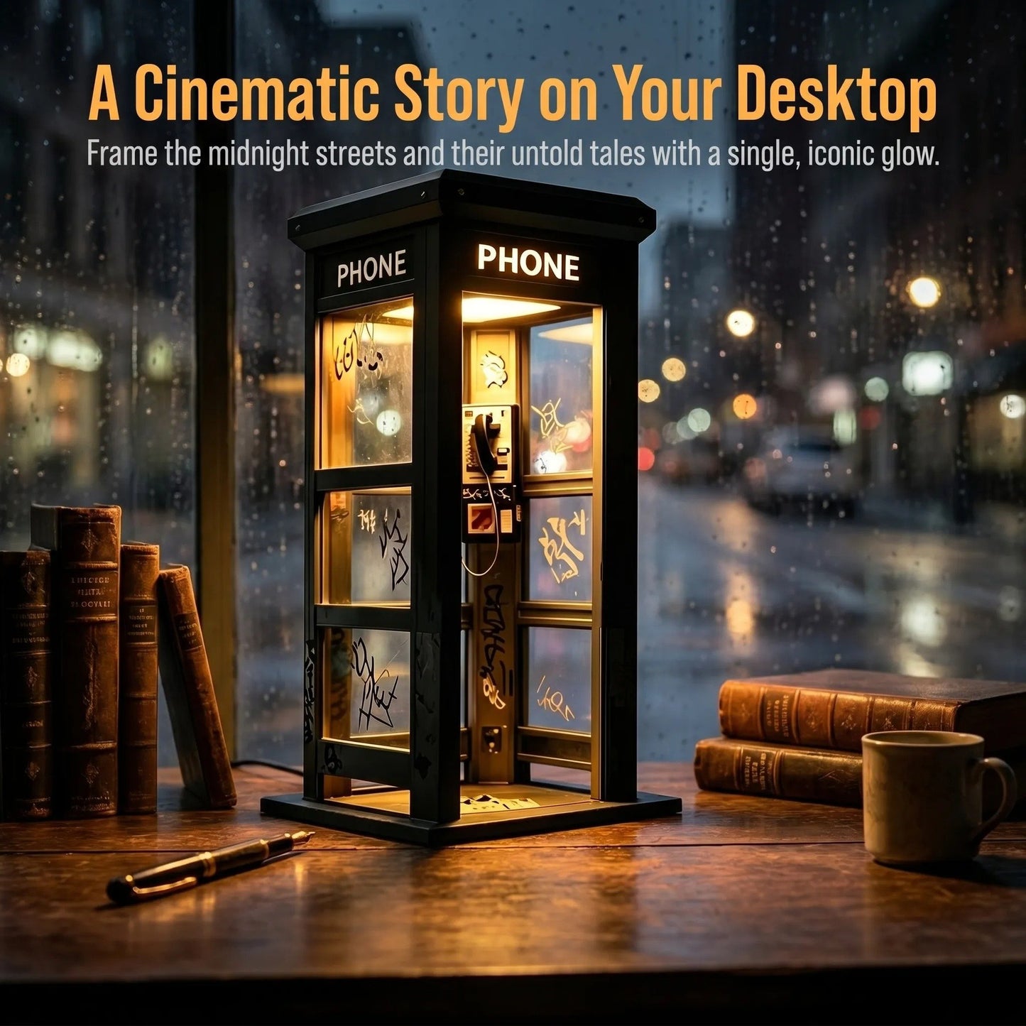 ✨Vintage telephone booth-shaped ambient lamp