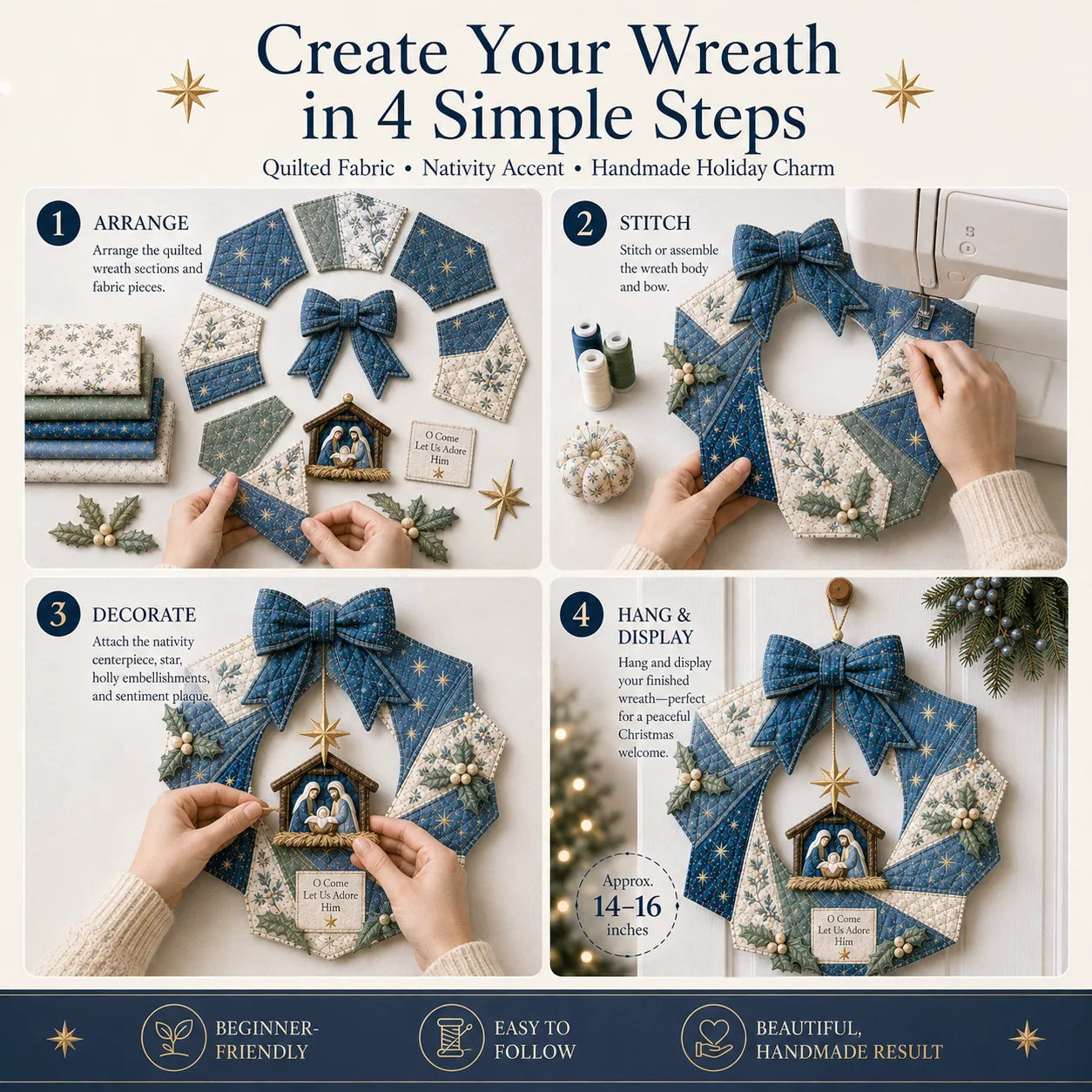 🔥LAST DAY 50% OFF - 🎄Christmas Fabric Wreath DIY Kit – A Keepsake You’ll Hang with Pride Year After Year💫