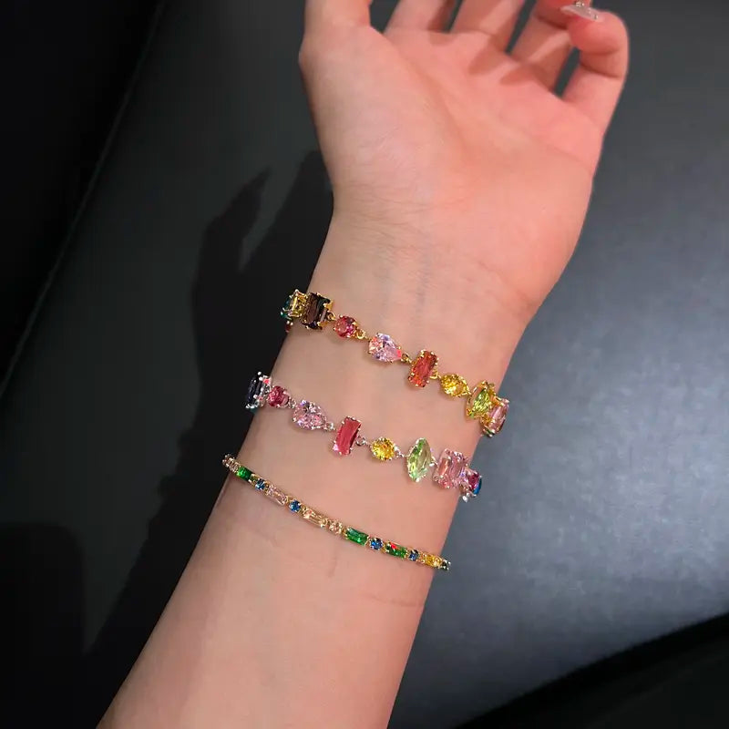 🌈 TODAY ONLY: BOGO 50% OFF! Rainbow Crystal Zircon Bracelet & Necklace for Women, S925 Sterling Silver Plated&nbsp;