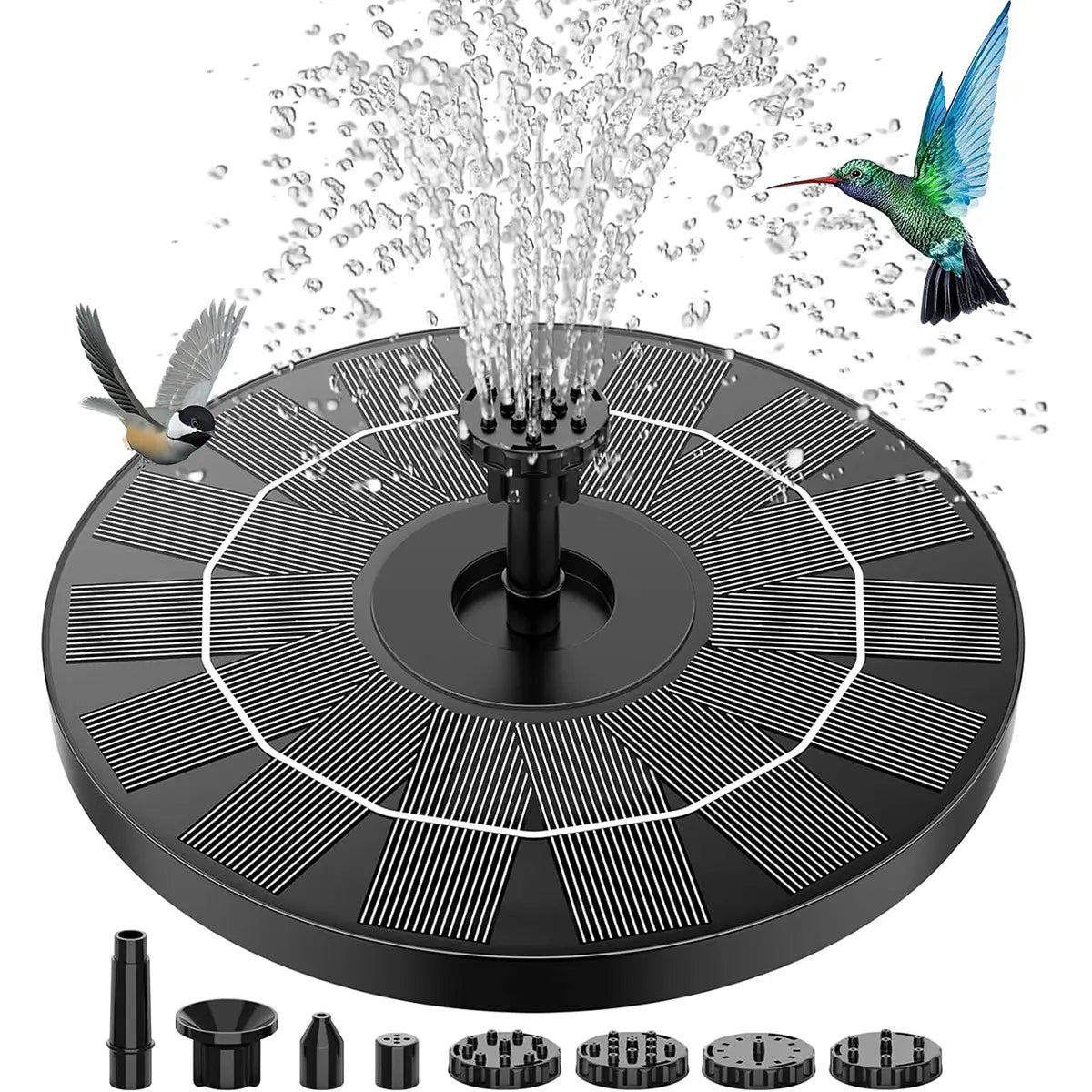 5.1" Solar Bird Bath Fountain Pump - Floating Water Feature with 6 Spray Nozzles - Eco-Friendly Pond Aerator for Garden & Patio