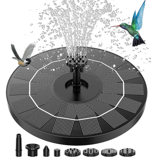 5.1" Solar Bird Bath Fountain Pump - Floating Water Feature with 6 Spray Nozzles - Eco-Friendly Pond Aerator for Garden & Patio