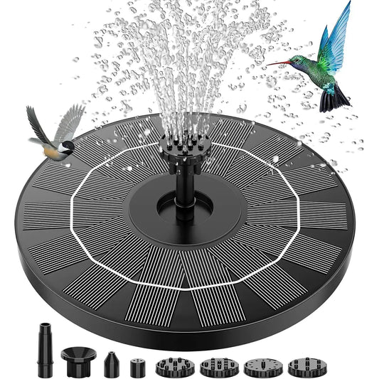 5.1" Solar Bird Bath Fountain Pump - Floating Water Feature with 6 Spray Nozzles - Eco-Friendly Pond Aerator for Garden & Patio