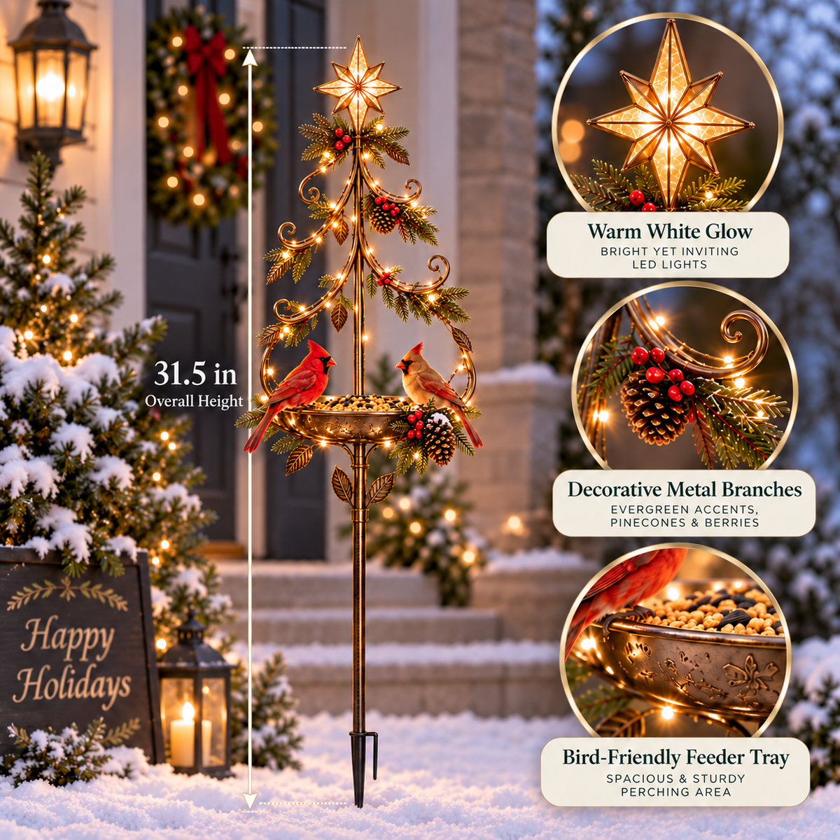 ✨Last Day 49% OFF✨Starlit Christmas Tree Bird Feeder Light