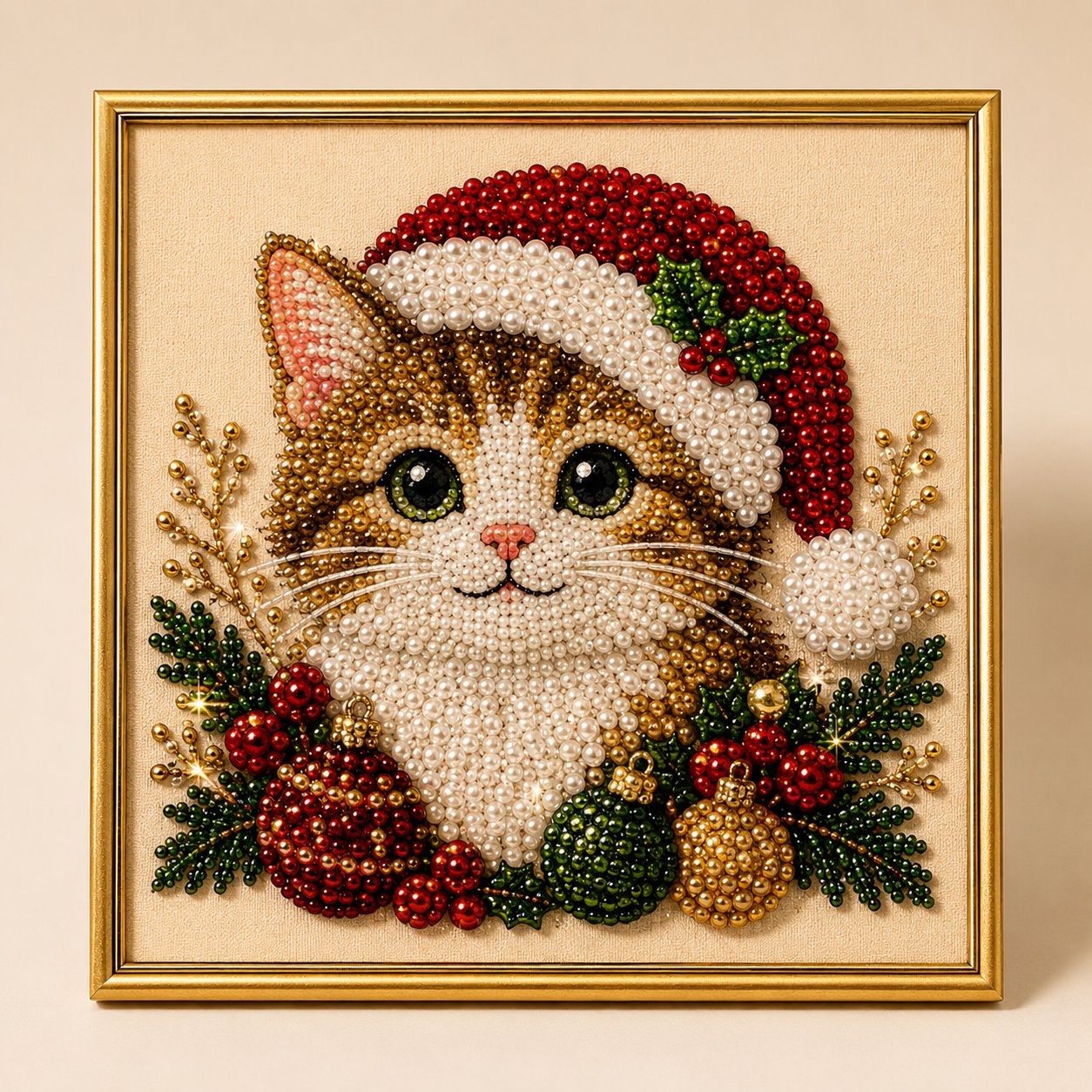 🎄LAST DAY 50% OFF – DIY Christmas Festive Pet Pearl Diamond Painting Art Kit With Frame