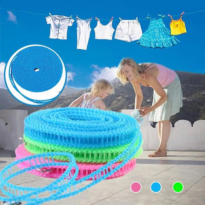 Clothesline for Outside, Adjustable Clothes line,Windproof Clothesline with Hooks, Indoor and Outdoor Laundry and Drying Lines,Ideal Camping & Travel Essentials