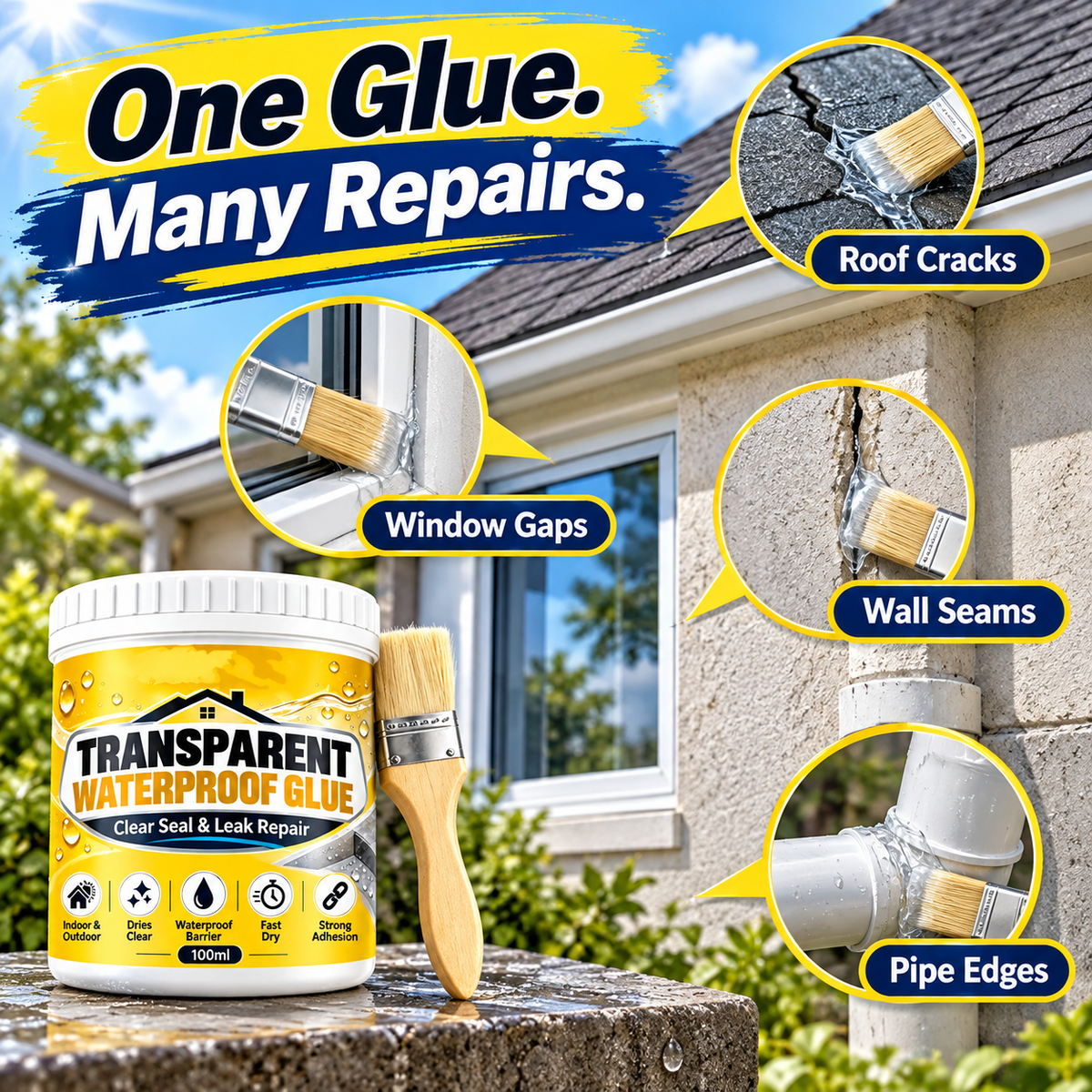 Transparent Waterproof Glue with Brush for Leak Repair🍀