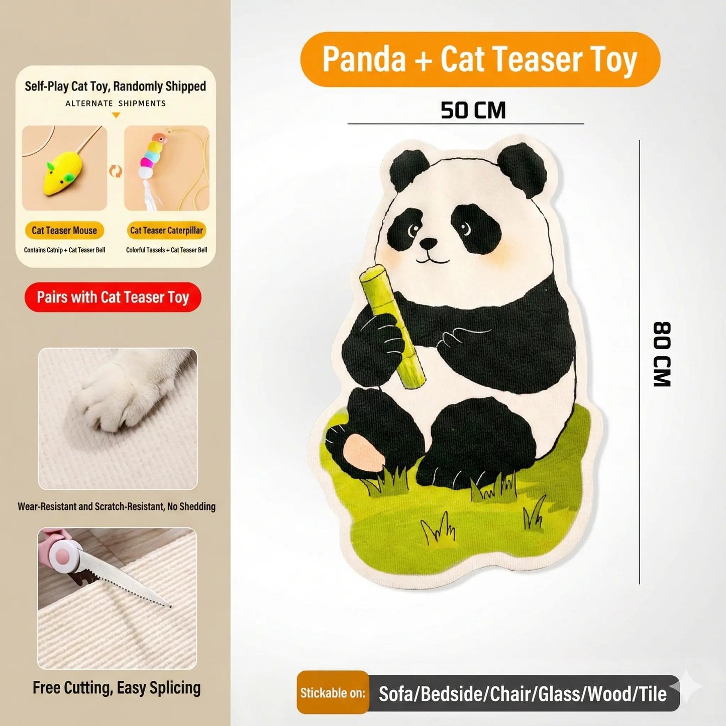 🐱SmartWell Cute Cat Scratcher Mat - 🛋️Kawaii Self-Adhesive Felt Wall Protector for Indoor Cats, Furniture & Door Protection