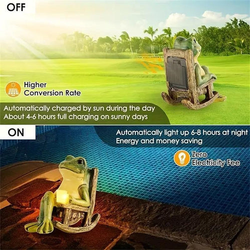 🐸 Solar-Powered Frog Garden Statue – Decorative Lighted Sculpture