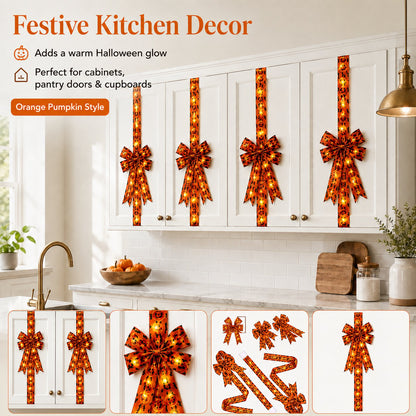 🎃 LED Light-Up Halloween Cabinet Door Bow — Turn Any Door Into a Spooky Statement! 👻✨
