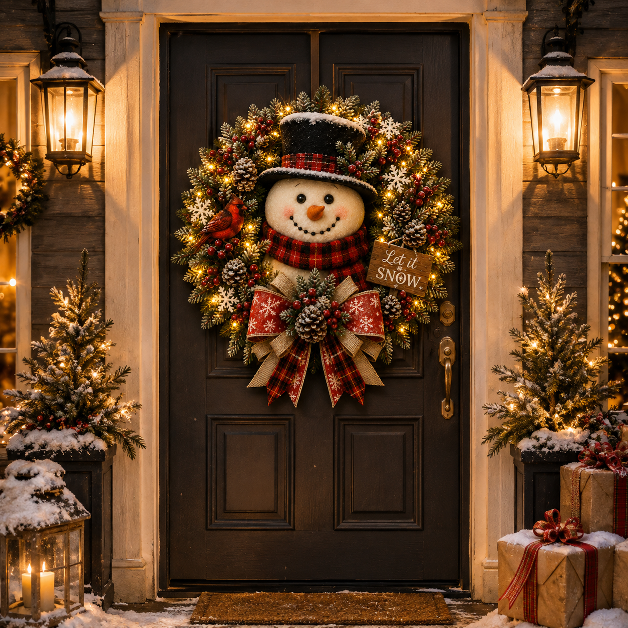 ✨✨Hot Sale 40% OFF⛄ Snowman Lighted Christmas Wreath™ – Festive Holiday Door Decor