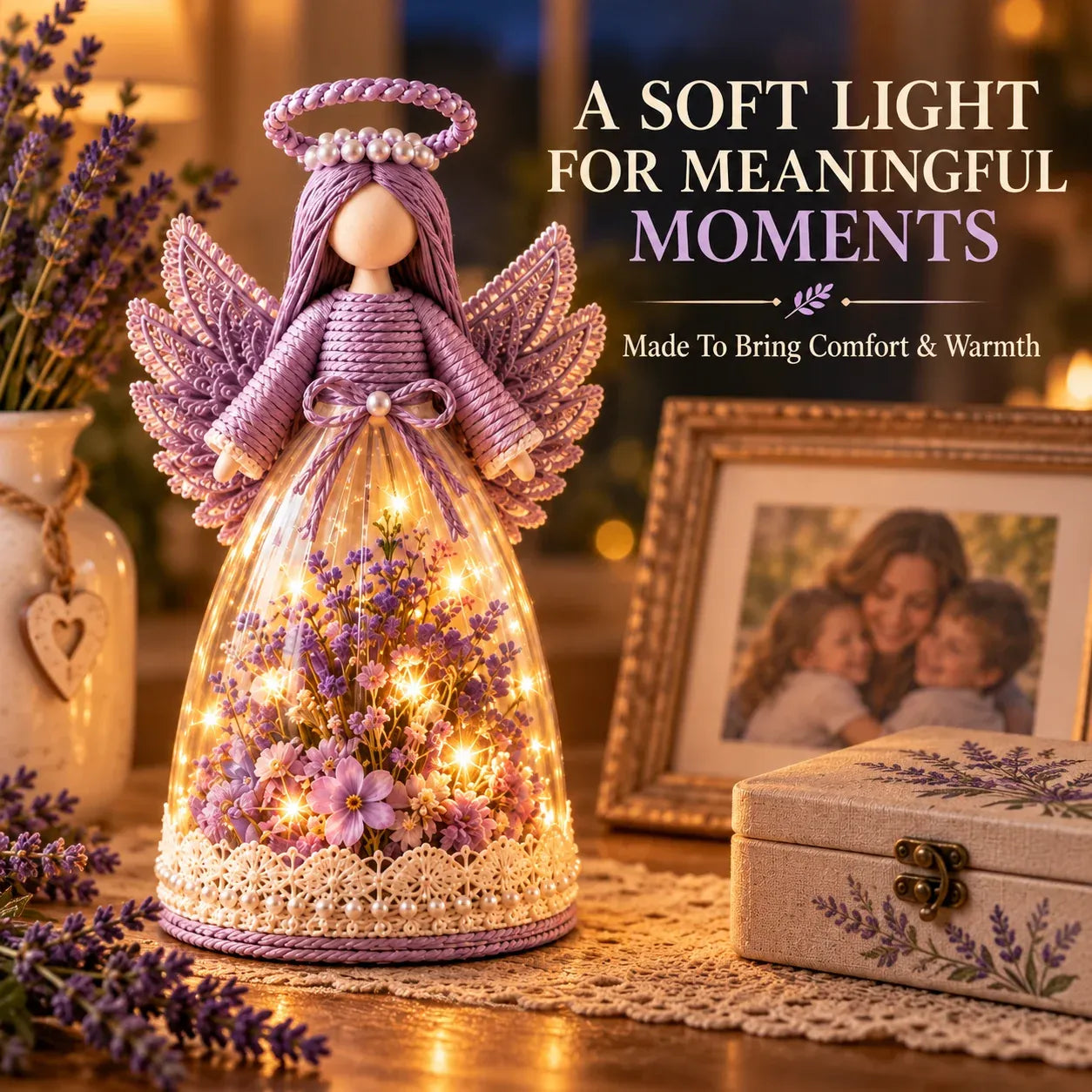 ⏳ Last Day 49% OFF – 👼 Blooming Guardian Angel Light | Floral Angel Figurine with Warm LED Glow in Lavender, Rose & Sage for Bedside Tables, Shelves & Meaningful Gifts ✨