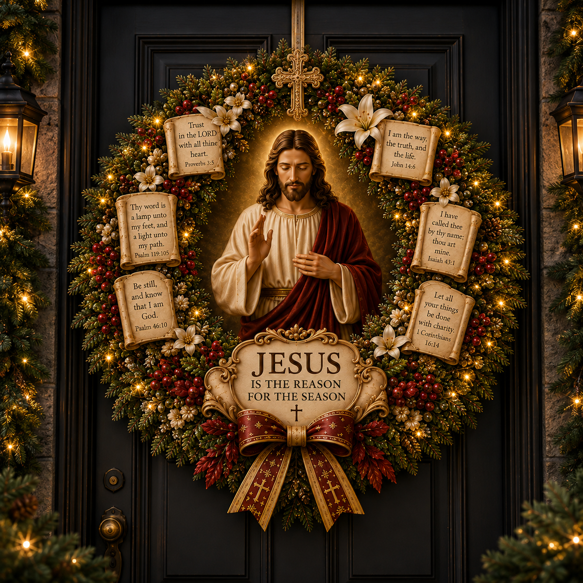 Jesus Blessing Christmas Wreath