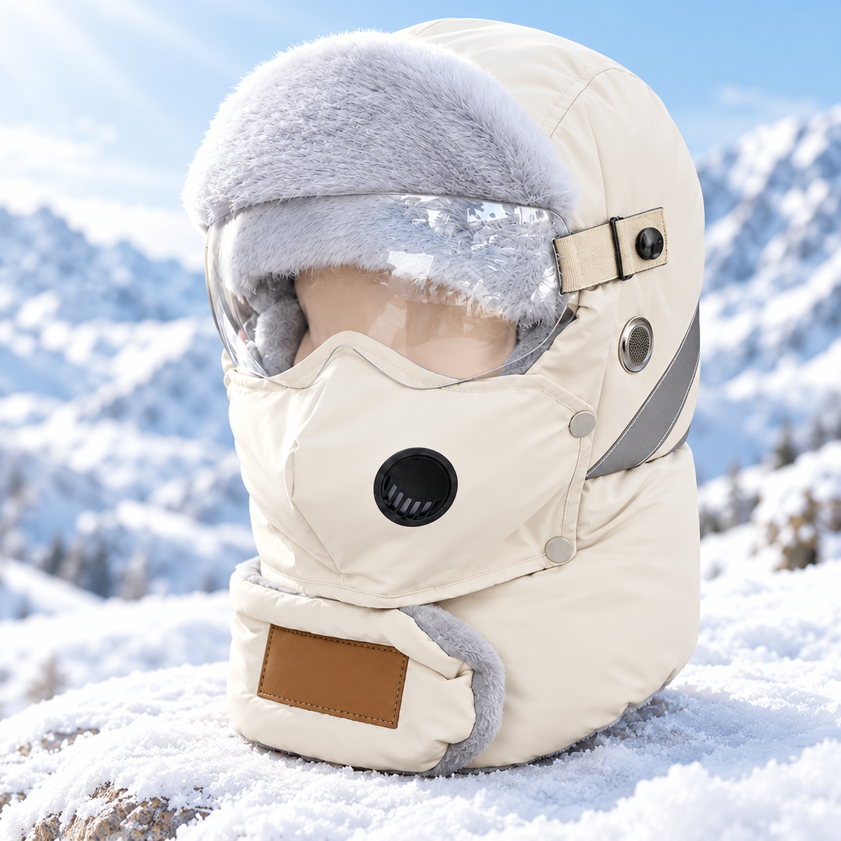 Winter Thermal Ushanka Hat with Detachable Face Mask and Goggles - 5-in-1 Windproof Cold Weather Gear