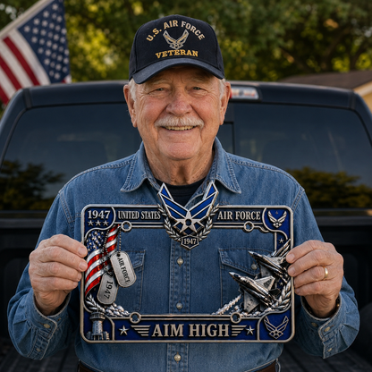 🔥 Last Day 49% OFF - U.S. Air Force “Aim High” License Plate Frame ✈️