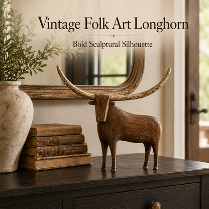 🐂Vintage Longhorn Bull Sculpture