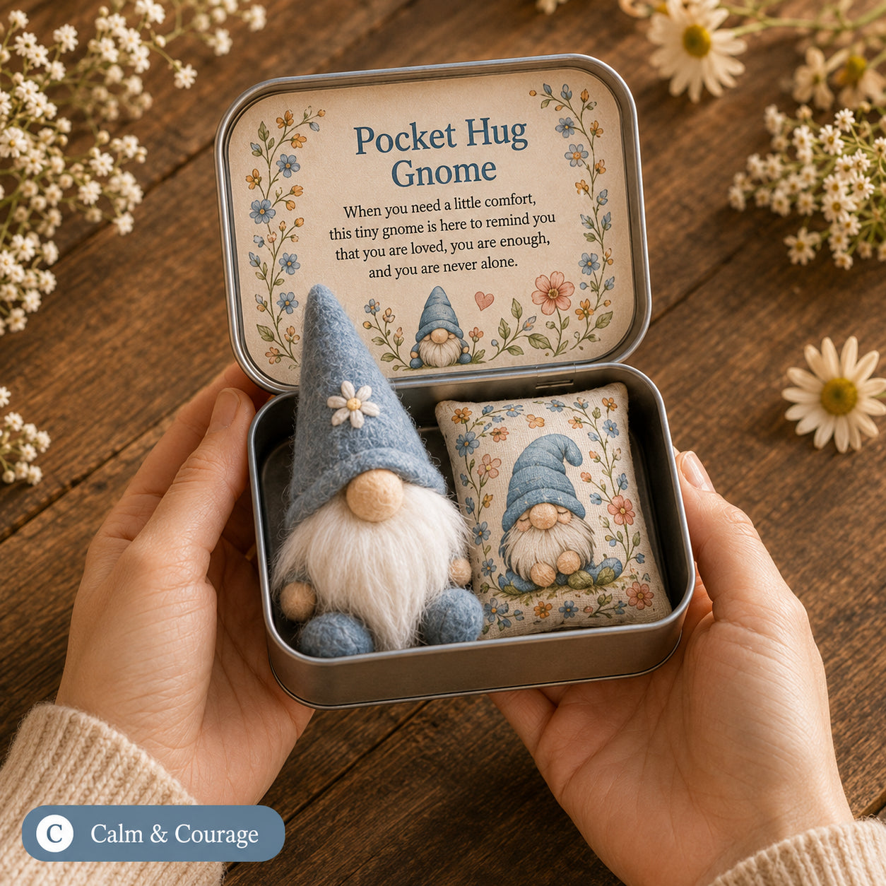 🔥Last Day Buy 3 Get 1 Free - Pocket Hug Gnome Comfort Gift Tin – Mini Emotional Support Keepsake