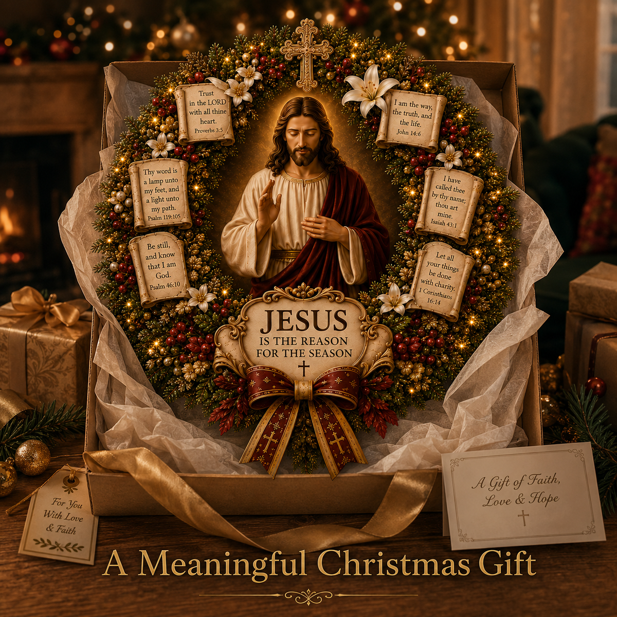 🔥Hot Sale 40% OFF✝️ Jesus Blessing Christmas Wreath