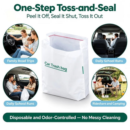 🗑️ 20-Pack Self-Adhesive Car Trash Bags – Waterproof Disposable Cleaning Bags