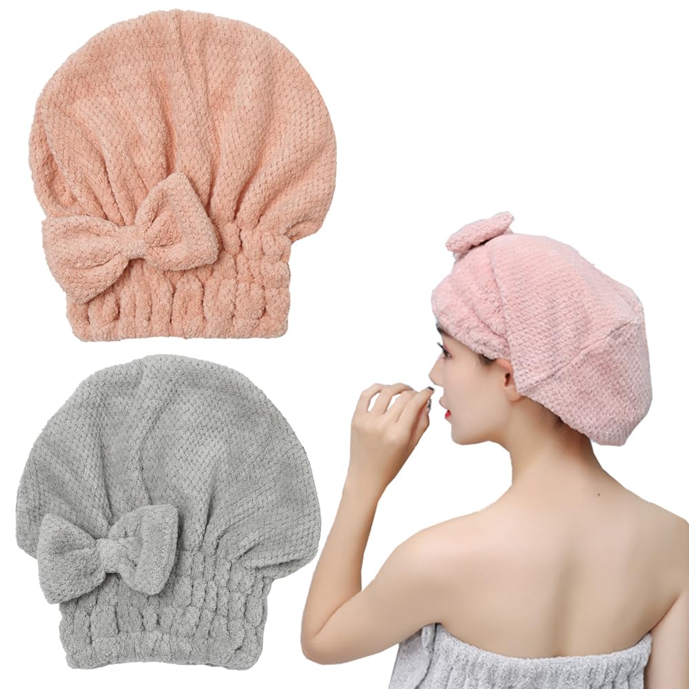 🎀Cute bow drying cap for women, absorbent quick-drying, thickened❄️