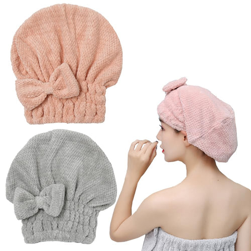 🎀Cute bow drying cap for women, absorbent quick-drying, thickened❄️