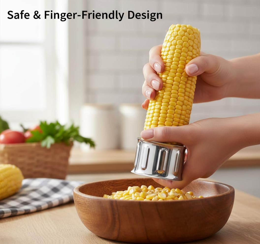 Multipurpose Corn Cutter & Kernel Stripper – Stainless Steel Cob Peeler for Home Kitchen: f