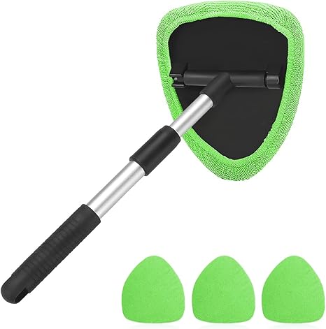 🔥50% OFF Today | Windshield Cleaning Tool with Extendable Handle & 4 Reusable Microfiber Pads