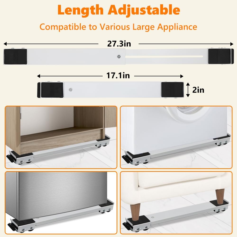 🔥2-Pack Adjustable Telescopic Heavy Duty Metal Frame Appliance Moving Dolly