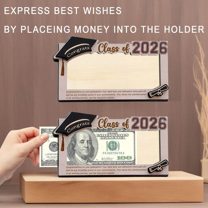 🎓Class of 2026 Graduation Wooden Money Holder for Cash & Gift Cards 🎁
