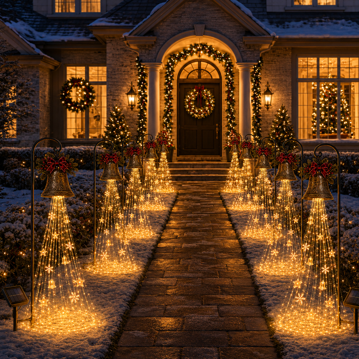 🎄 Christmas Bell Cascade Solar Yard Light✨