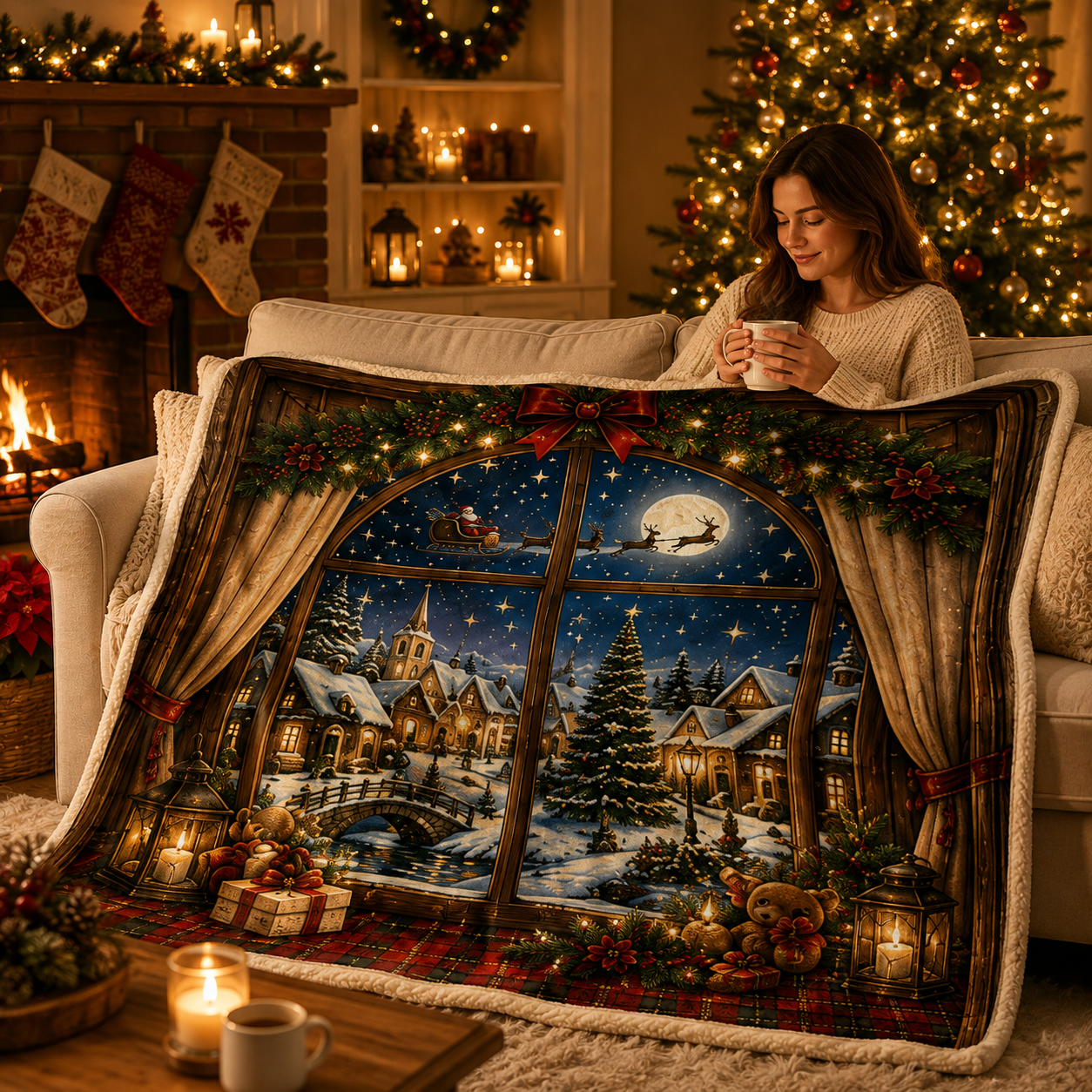 🎄 Christmas Magic Throw Blanket™ – Cozy Holiday Fleece Blanket